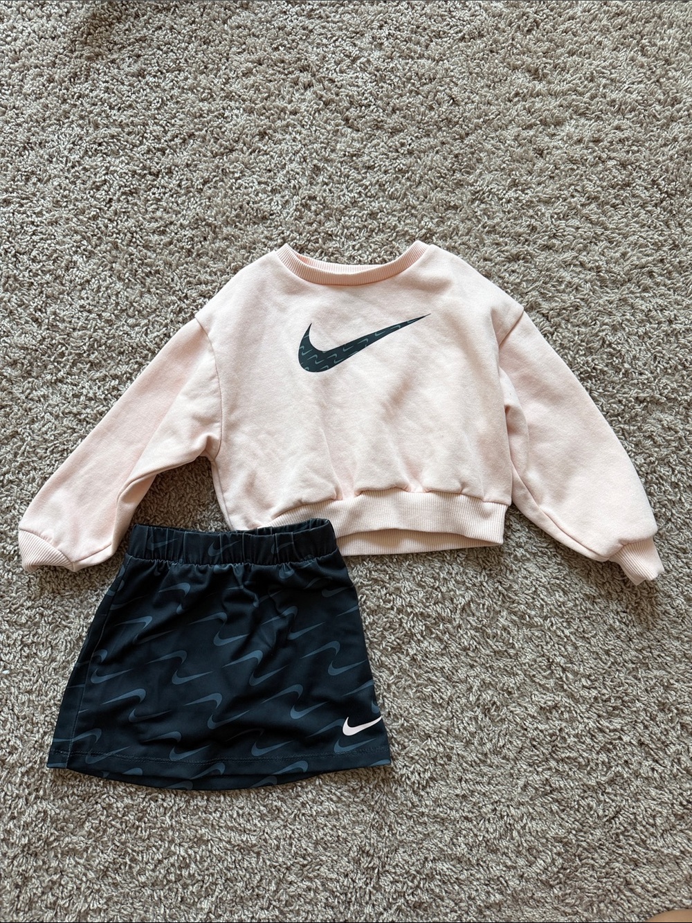 Nike Pink Cropped Sweatshirt with Black Skort